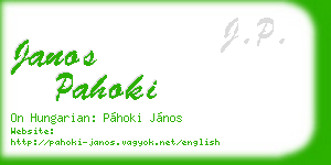 janos pahoki business card