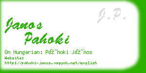 janos pahoki business card